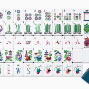 Dark green lotus mahjong tiles